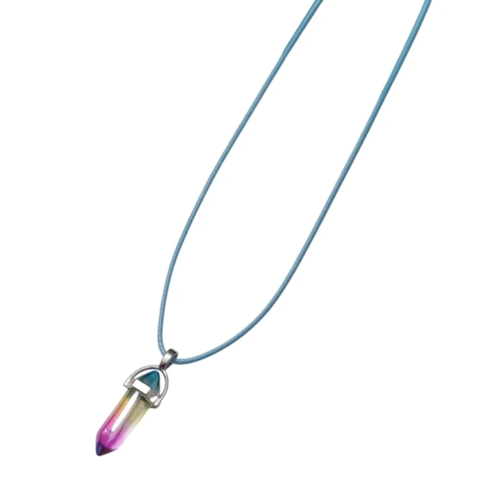 Healing Crystal‎ Pendant Necklace Cotton Candy Aura Quartz Chakra Balancing